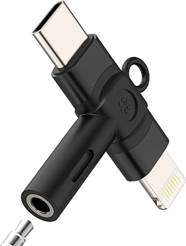 USB C Lightning to 3.5mm Headphone Jack Adapter 2in1 for iPhone 17 16 15 14 13 Pro Max Aux Cable Audio Female Dongle Car Microphone Port Splitter Compatible with Samsung for Ipad Male Plug