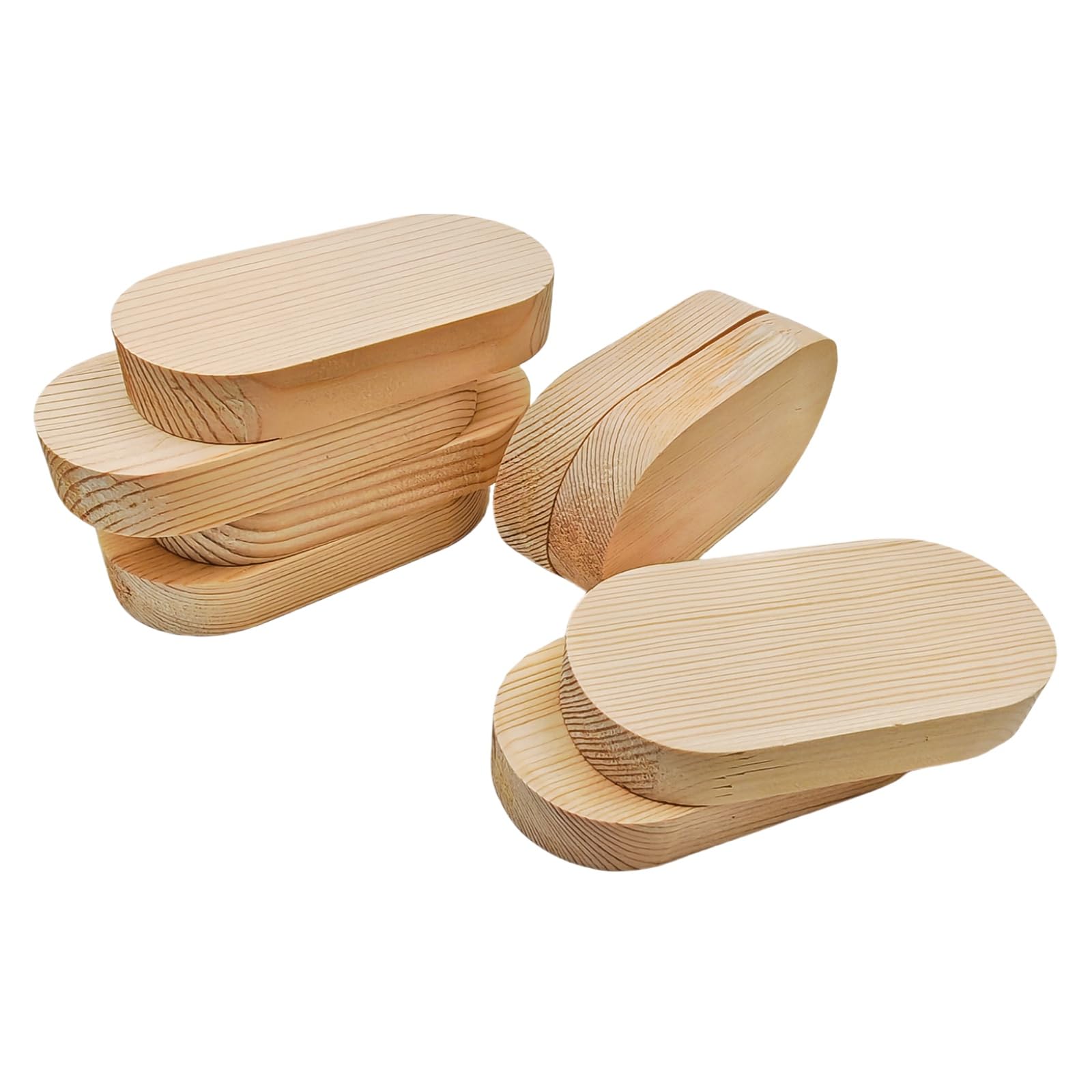 Unfinished Wooden Blocks Oval Wood Boards for Crafts, Blank Whittling Wood Blocks for Engraving, Wood Burning, Painting (10x5x1.5cm/8pcs)