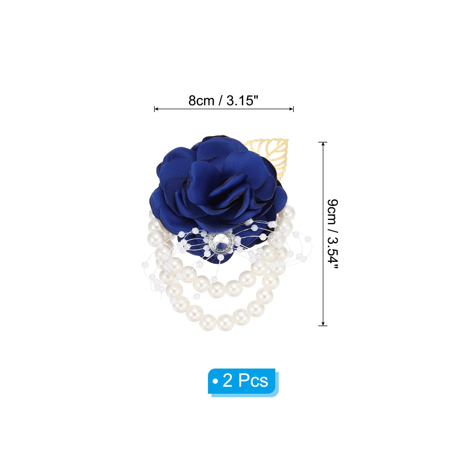 Set da 2 Pezzi di Fiori da Polso con Rose, Bracciale di Perle da Sposa E Damigella D'onore con Fiore a Foglia Per La Decorazione Floreale a Mano del Ballo di Fine