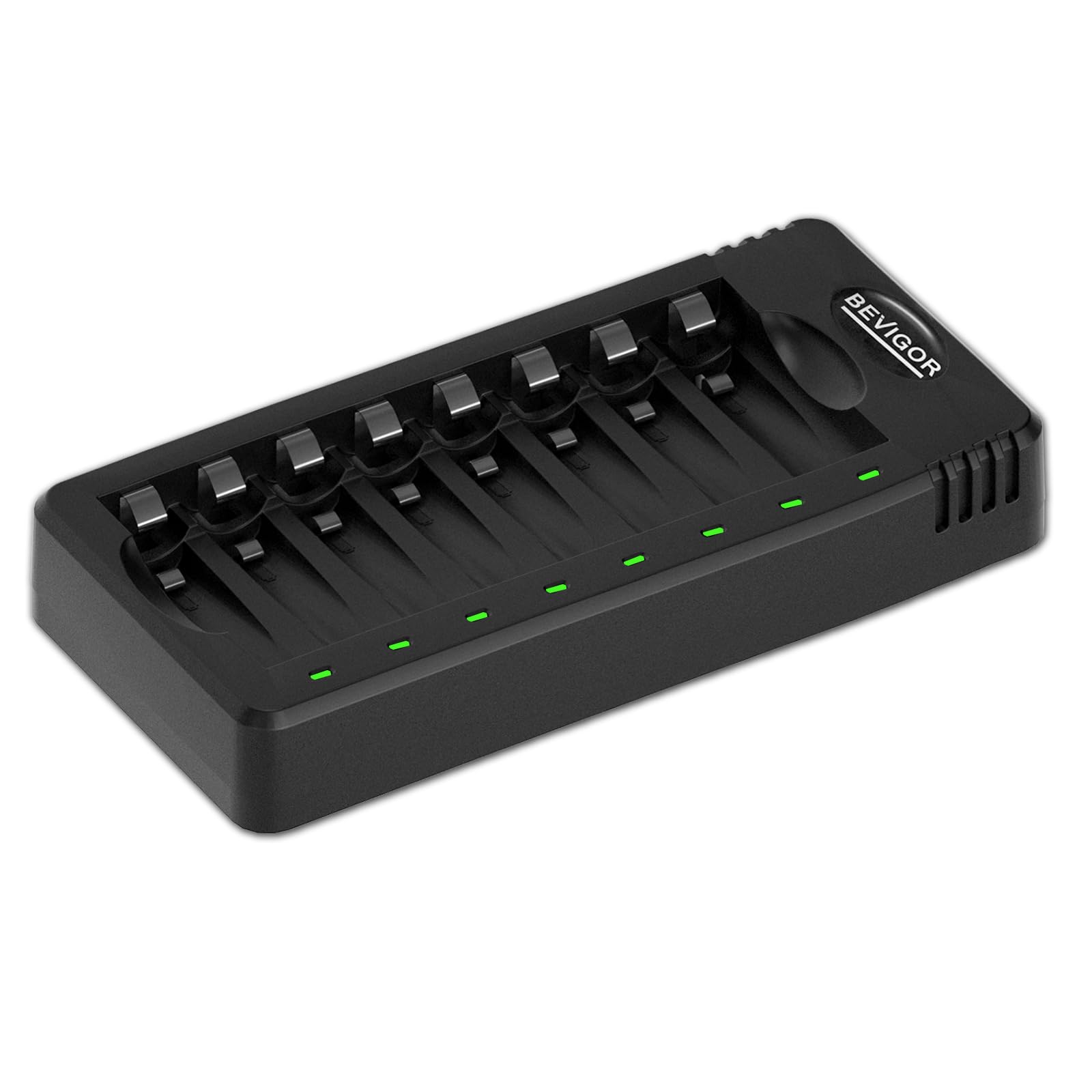 BEVIGORLED 8-slot Battery Charger for AA & AAA Rechargeable Batteries, Type C Input 5V 2A Fast Charging Function for Ni-MH Ni-CD Rechargeable Batteries, AA AAA Battery Charger