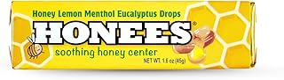 Filled Menthol Lemon Cough Drop, Honey, Menthol & Lemon Cough Drops- Sore Throat Relief - Nothing Artificial -Natural Sore Throat Lozenges- NON-GMO (1 Pack – 9 Drops)