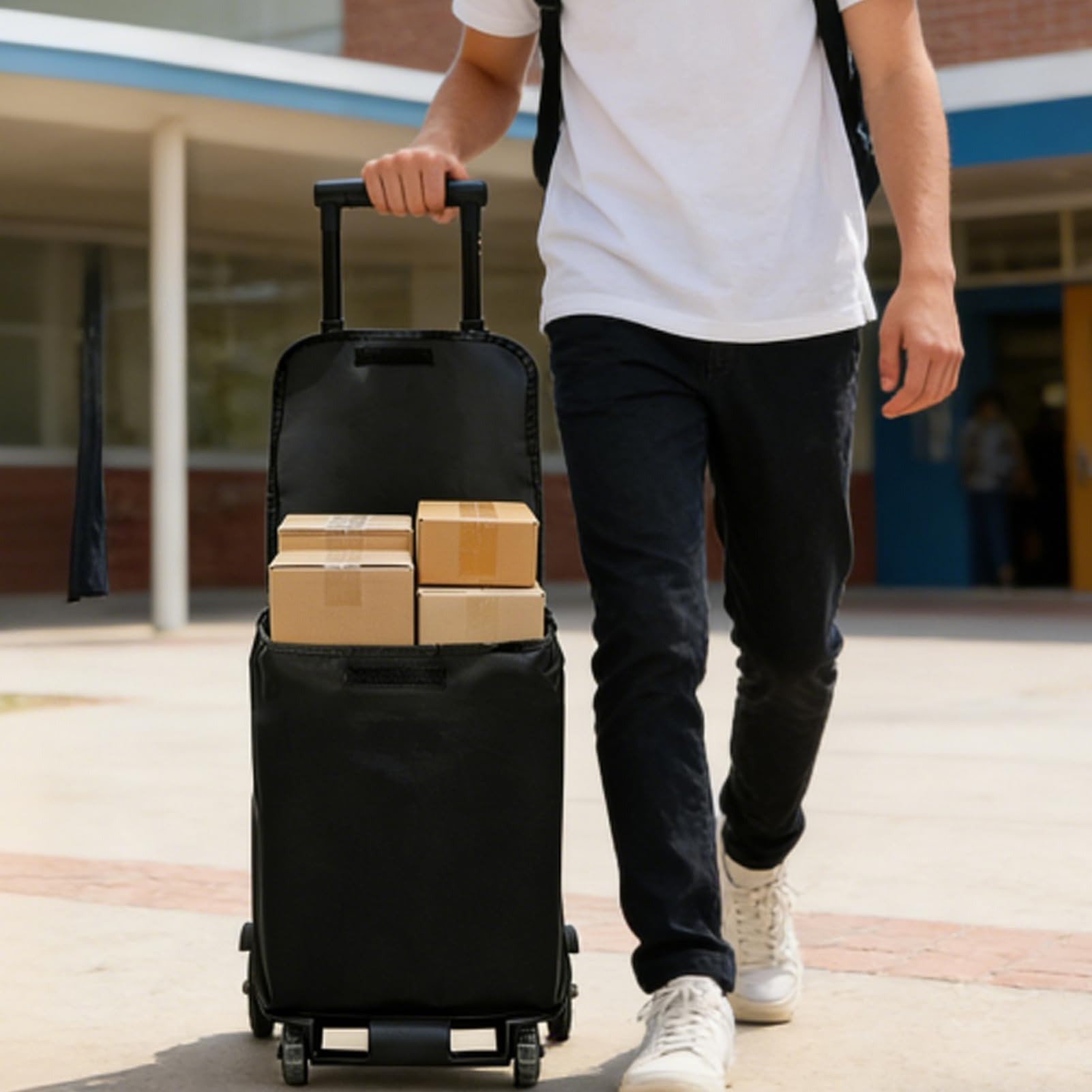 Carrello pieghevole per la spesa, con comoda impugnatura, 33 x 22,5 x 38 cm, carrello per la spesa leggero, carrello pieghevole a spinta, maneggevolezza adatta agli anziani, per supermercato e