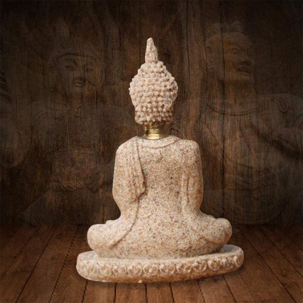 MIQXUAN Adornos de Feng Shui, Estatua de Buda, Escultura de Piedra Arenisca Tallada a Mano, artesanías, Estatua de Buda de meditación, decoración, Natural