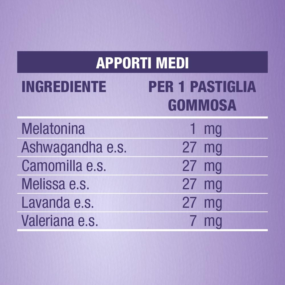 Laila DormiBene Integratore alimentare per il sonno a base di Herbal 5 Complex e Melatonina per favorire un rapido addormentamento. Confezione da 60 pastiglie gommose. Senza zuccheri