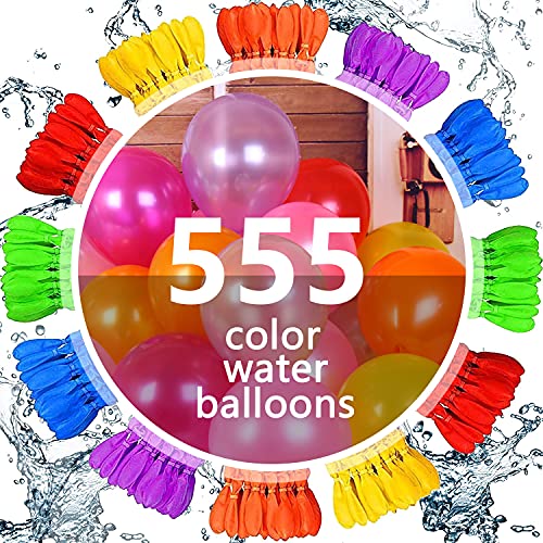Water Balloons - 555 PCS, MYWHITENG Quick Fill Self Sealing Water Balloons Set Pool Party Toys for Kids Adults, Easy Fun Summer Outdoor Water Bomb Fight Games Balloons Set Party Games (555 pcs)