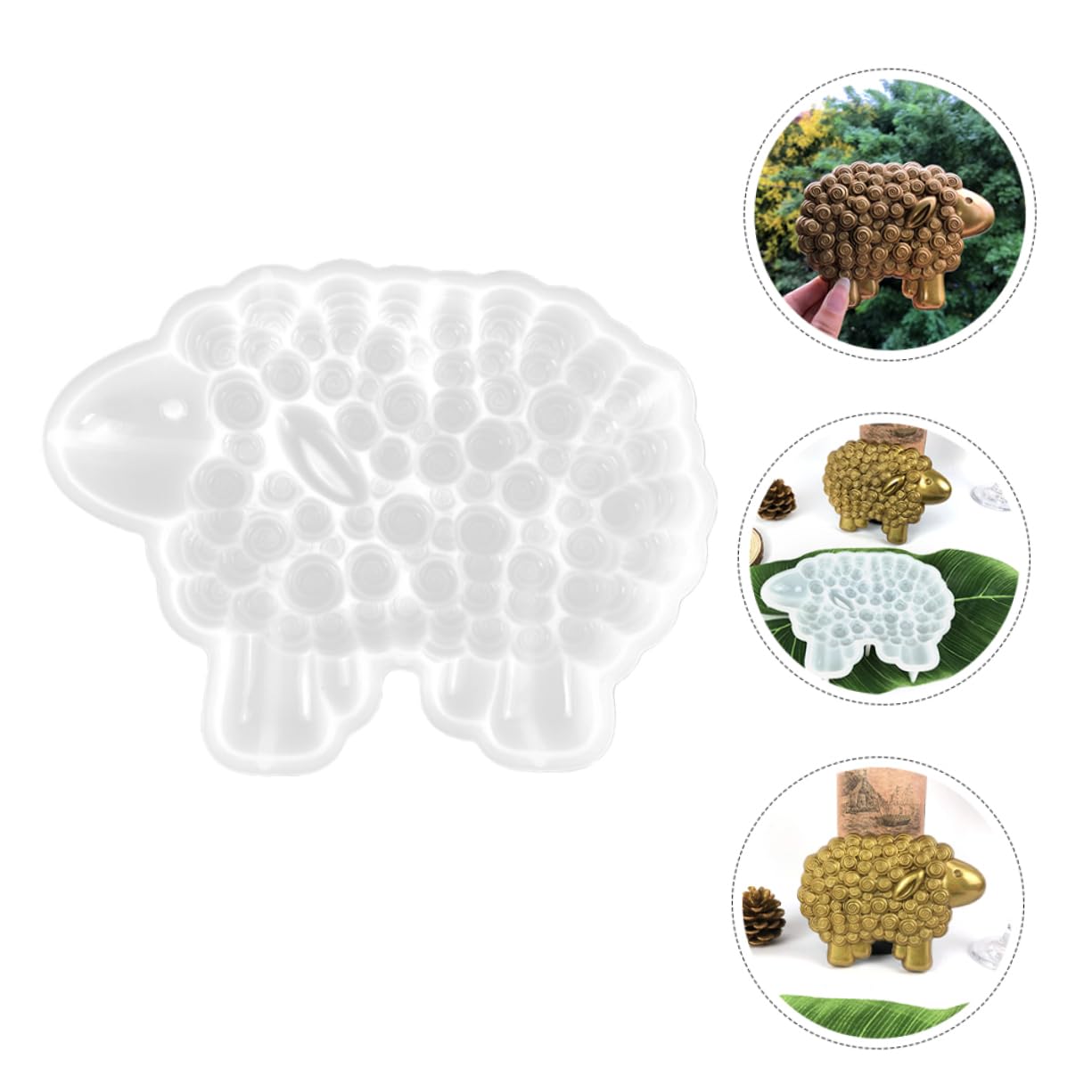 Uonlytech 4 Pièces Moule Silicone Forme de Mouton pour Décorations DIY Flexible pour Créer Ornements Plaques Décoratives