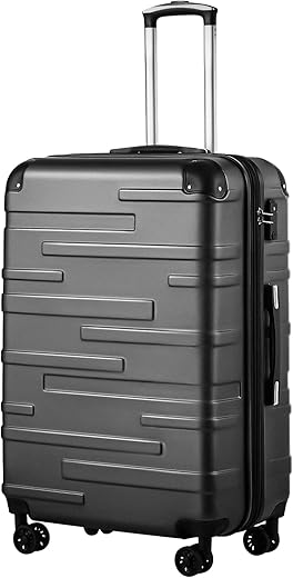 COOLIFE Hard Shell Suitcase with TSA Lock and 4 Spinner Wheels Lightweight Durable (Grey, S(56cm 38L))