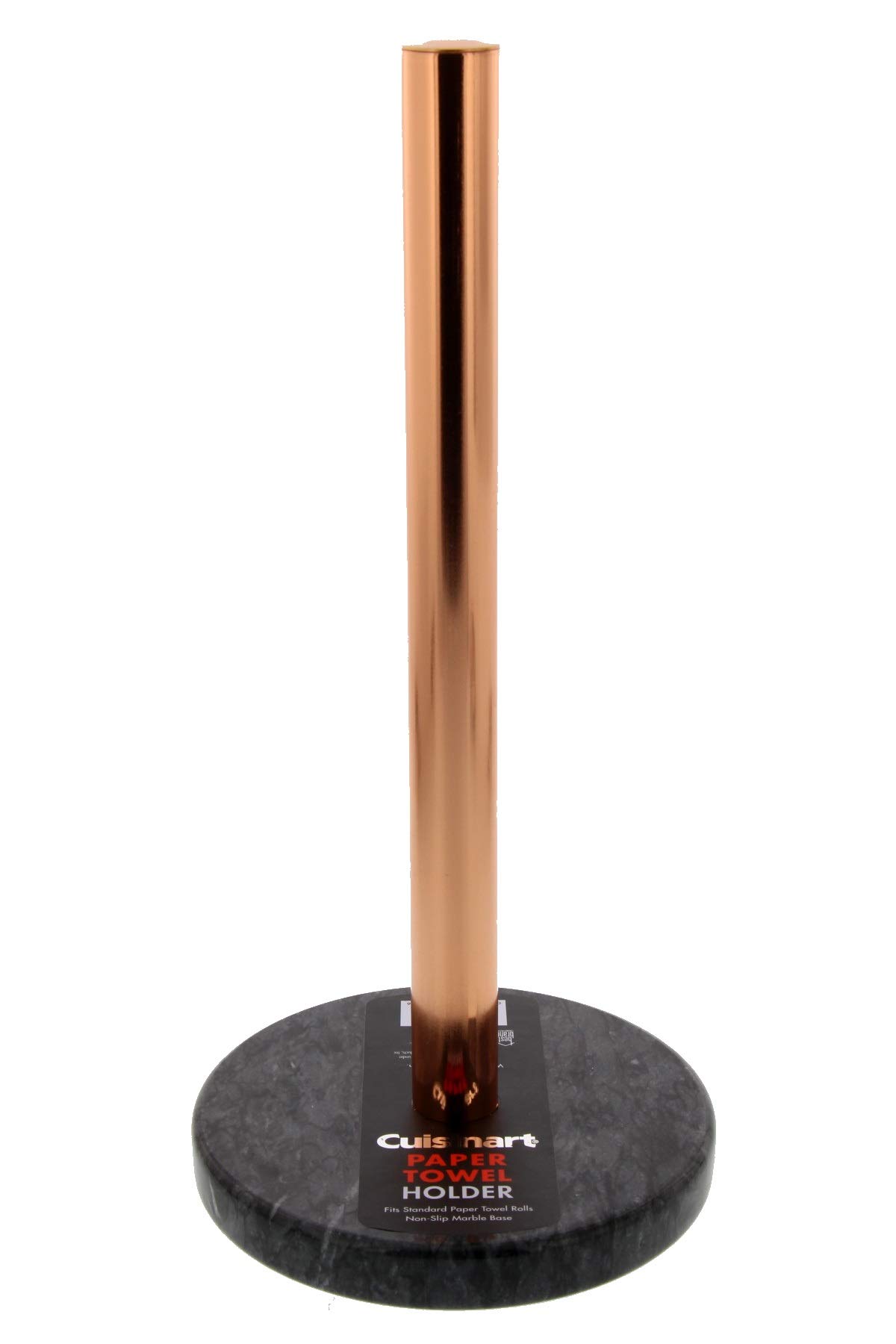 Cuisinart Stainless Steel Paper Towel Holder with Non-Slip Weighted Marble Base for Easy One Handed Tear, Countertop Paper Towel Dispenser, Fits Any Size Kitchen Towel Roll - Black Marble/Copper
