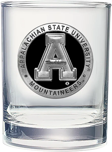 Heritage Pewter Appalachian State (Black) Double Old Fashion | Double Rocks Glass 14 OZ for Liquor | Expertly Crafted Pewter Glass