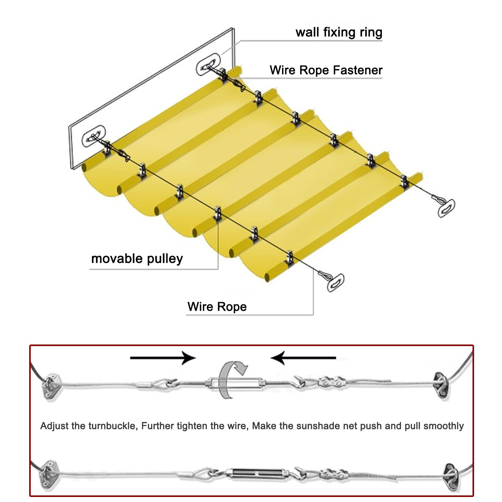 Einziehbares Sonnensegel,U-förmige Wave-Sonnensegel,Wave Shade Sail Markise,80% Schatten Stoff,Lichtfilter/Atmungsaktiver Schattenspender,mit Zubehör,für Terrasse,Weiß (2x12m/6.5x39ft)