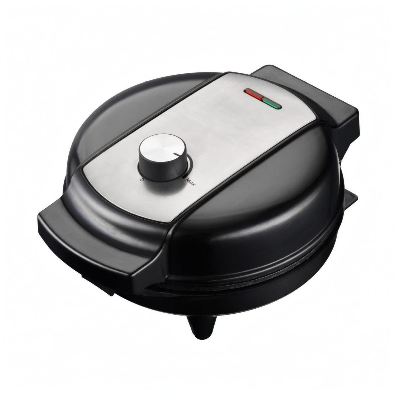 temperature control dial waffle maker indicator lights round | countertop appliance | aluminum build | great for everyday use in the kitchen and suited | brings both charm and utility