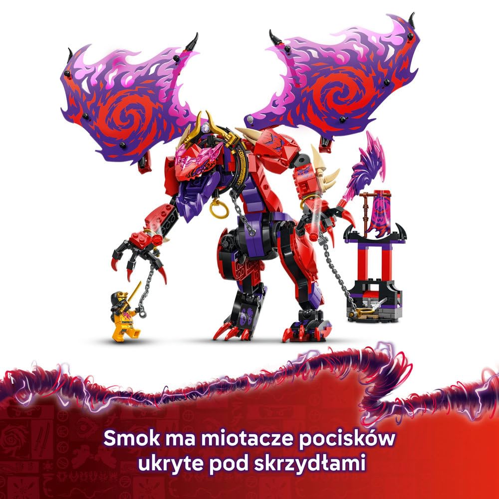LEGO NINJAGO Smok chaosu Kiełogrzmot 71832 | smok ninja, zabawka akcji, prezent dla chłopca i dziewczynki 8+, przygoda ninja, 668 elementów