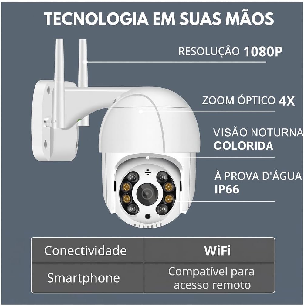 Câmera de Segurança Wi-Fi Externa IP A8 – Prova d’Água com Visão Noturna Infravermelha e Monitoramento em Tempo Real Premium Câmera de Segurança Wi-Fi Externa IP A8 – Prova d’Água com Visão Noturna Infravermelha e Monitoramento em Tempo Real Premium