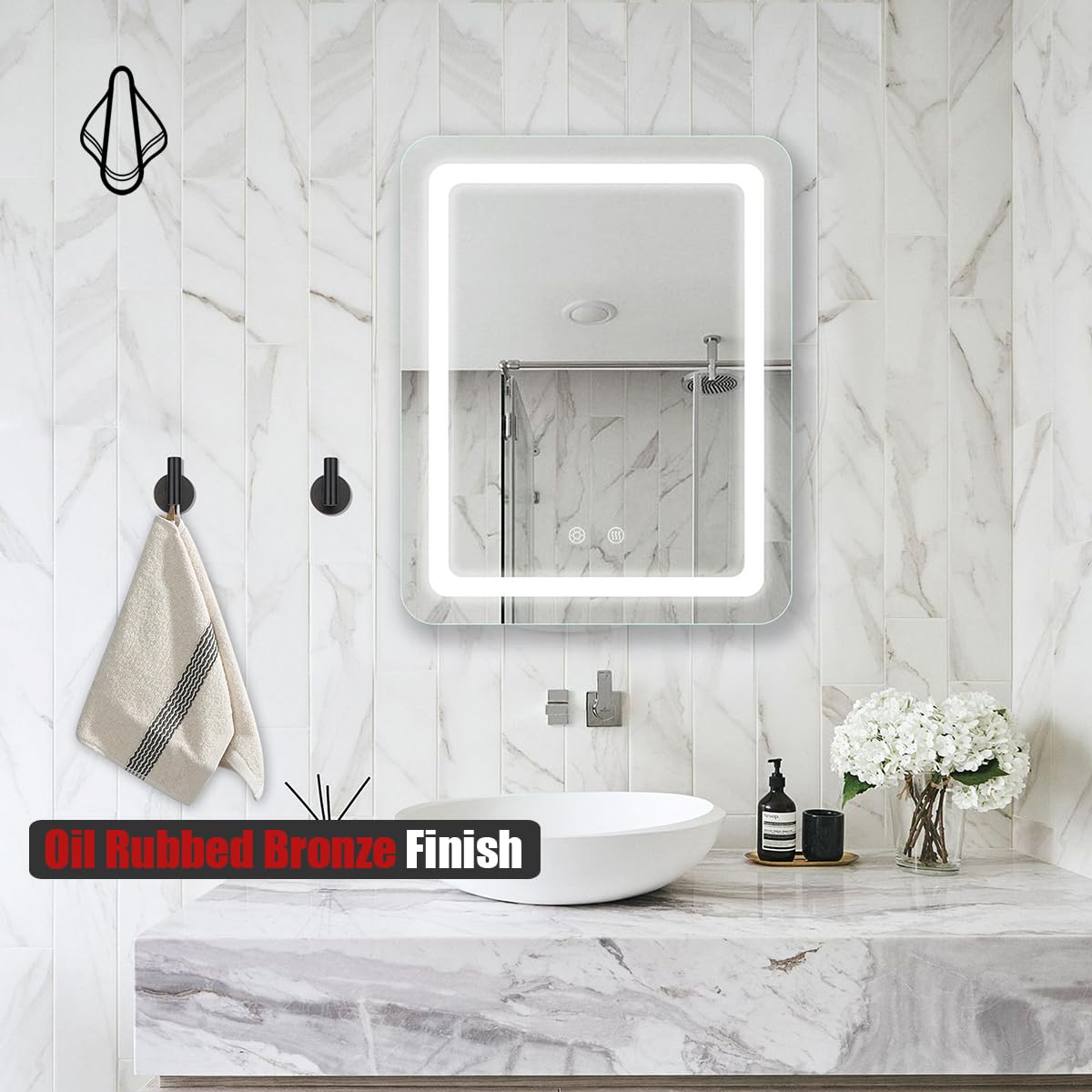 JQK ATH110-ORB-P4 - Ganchos Autoadhesivos para Colgar Toallas, Colgadores Adhesivos Resistentes para Pared, sin Taladro, para Baño, Cocina, Garaje, Paquete de 4, Acero Inoxidable 304, Bronce Aceitado
