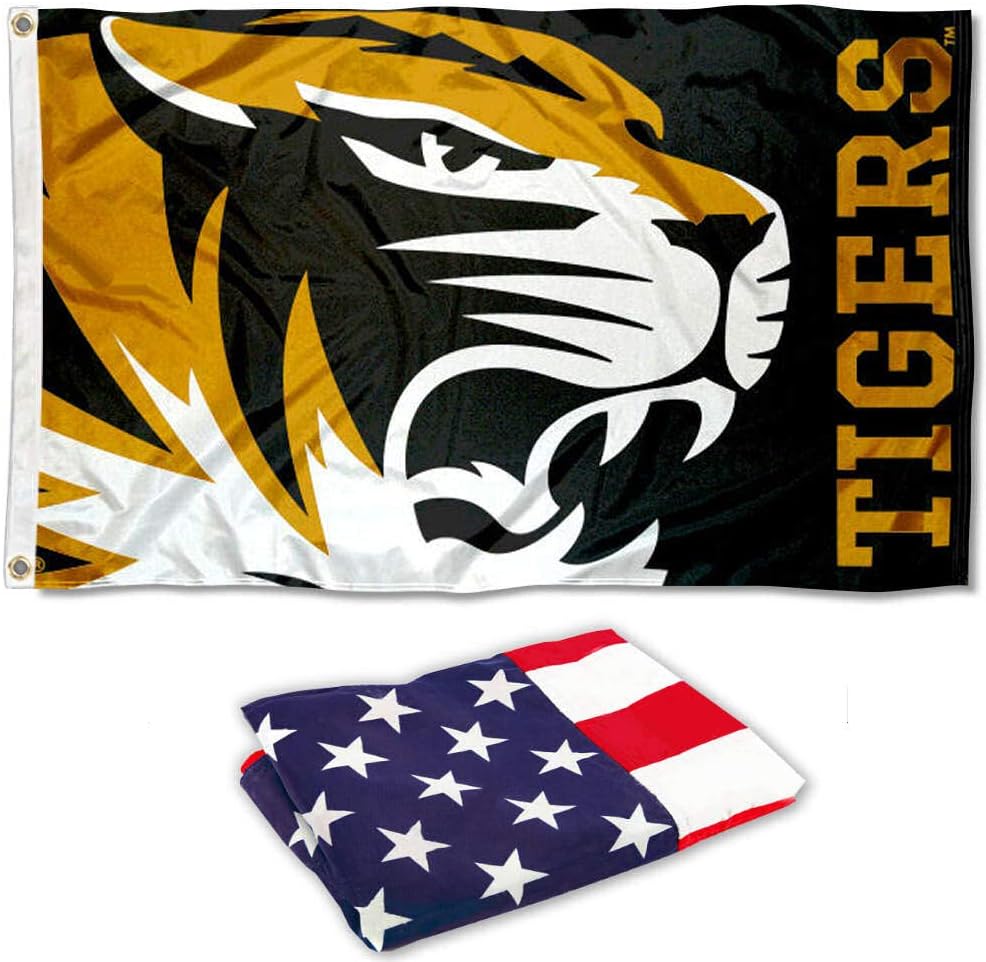 College Flags & Banners Co. Missouri Tigers Bold Flag and USA 3x5 Set
