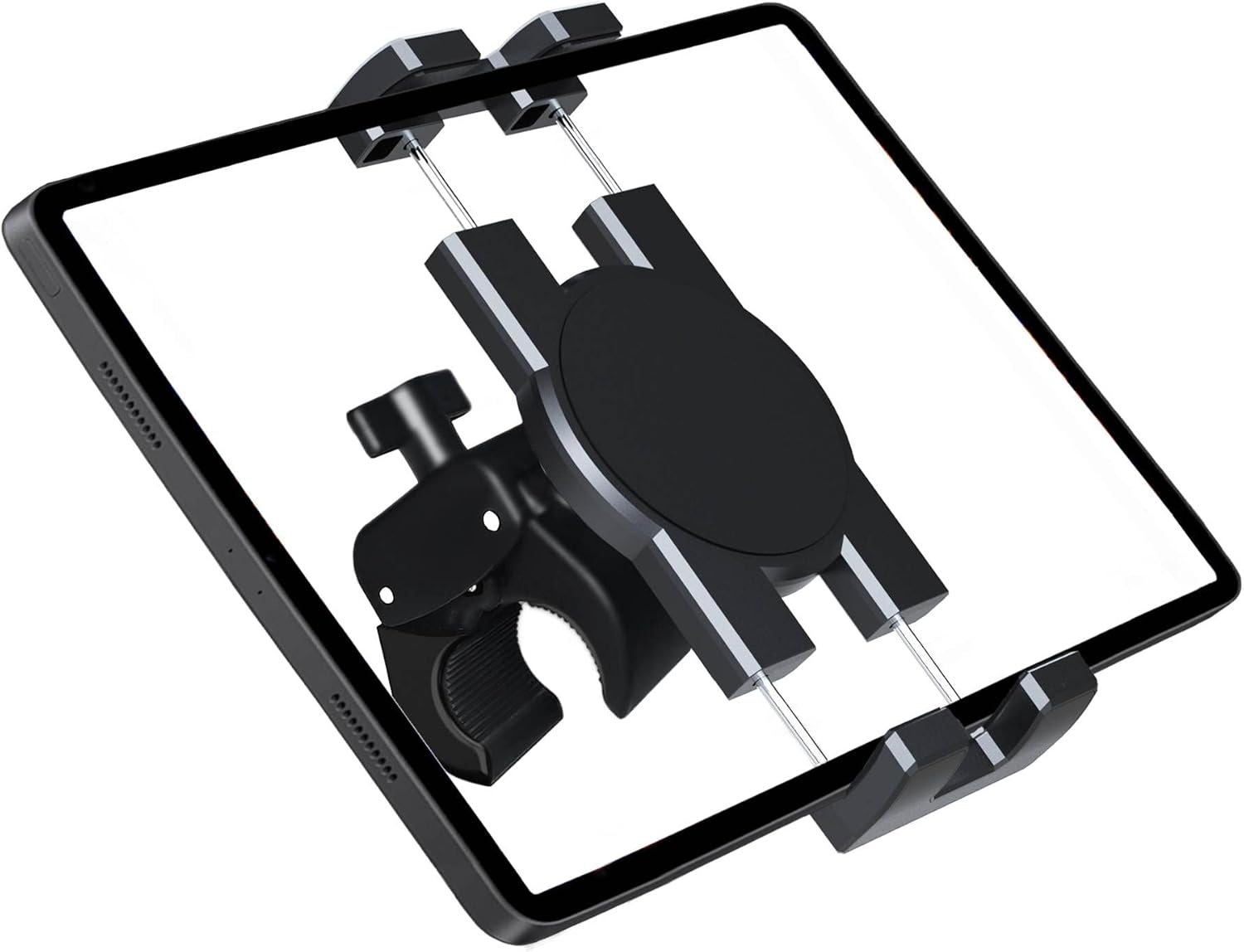 Timewall Tablet Phone Mount with Clamp, Universal iPad iPhone Holder Stand for Spin Bike, Stationary Exercise Bicycle, Treadmill, Elliptical, Mic Stand, Boat, Handlebar, Fits 5-12.9″ Tab Phone