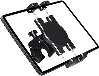 Tablet Phone Mount with Clamp, Timewall Universal iPad iPhone Holder Stand for Spin Bike, Stationary Exercise Bicycle, Treadmill, Elliptical, Mic Stand, Boat, Handlebar, Fits 5-12.9" Tab Phone