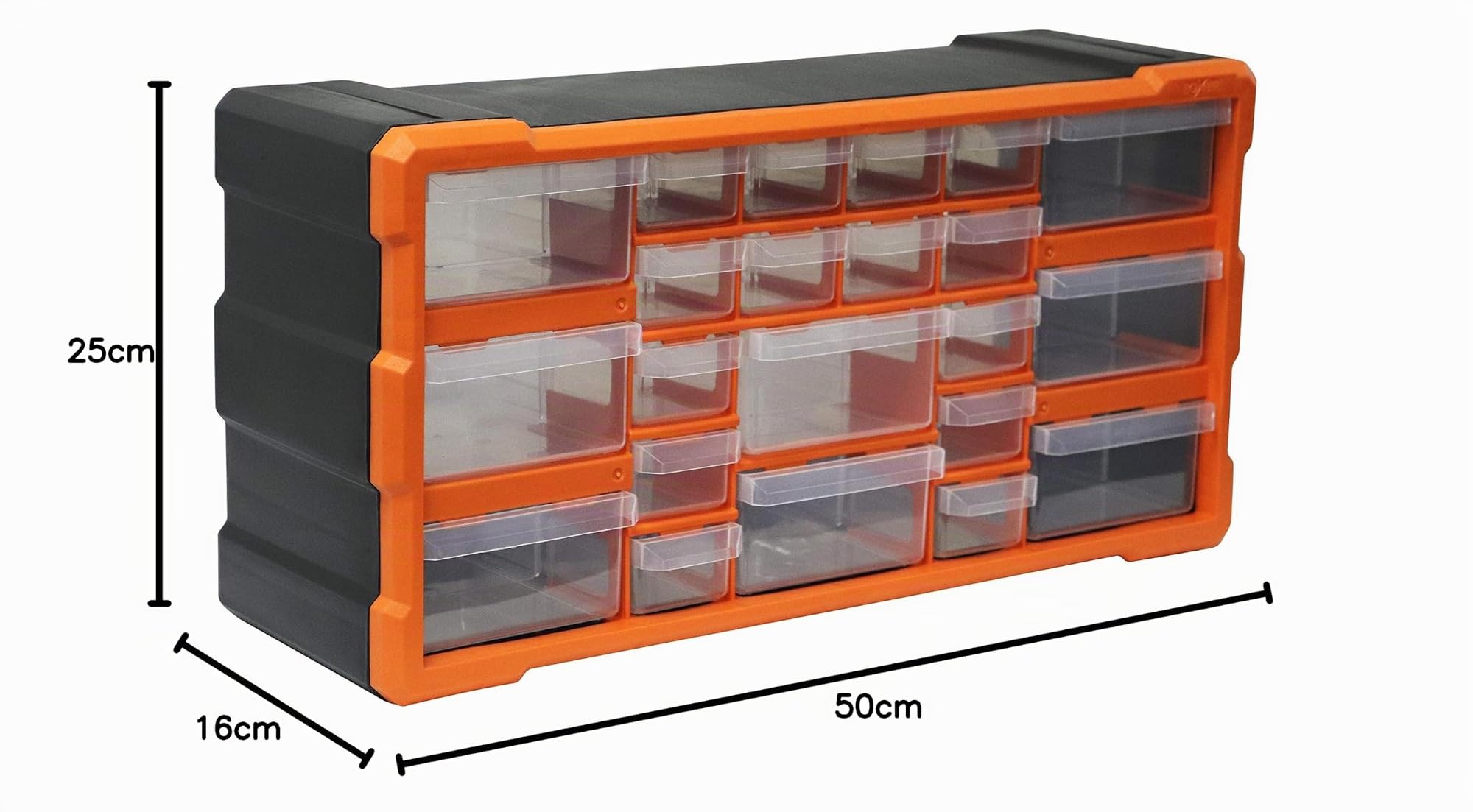 Boxer® Cassettiera Porta Minuterie con 22 Cassetti – Organizzatore da Parete o Sovrapponibile, in Plastica PP, per Viti Chiodi e Piccoli Accessori, 25x50x16 cm