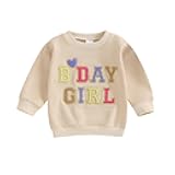 Toddler Baby Girl Birthday Outfit Letter Pullover Sweatshirt Long Sleeve T-Shirt Tops Spring Fall Clothes