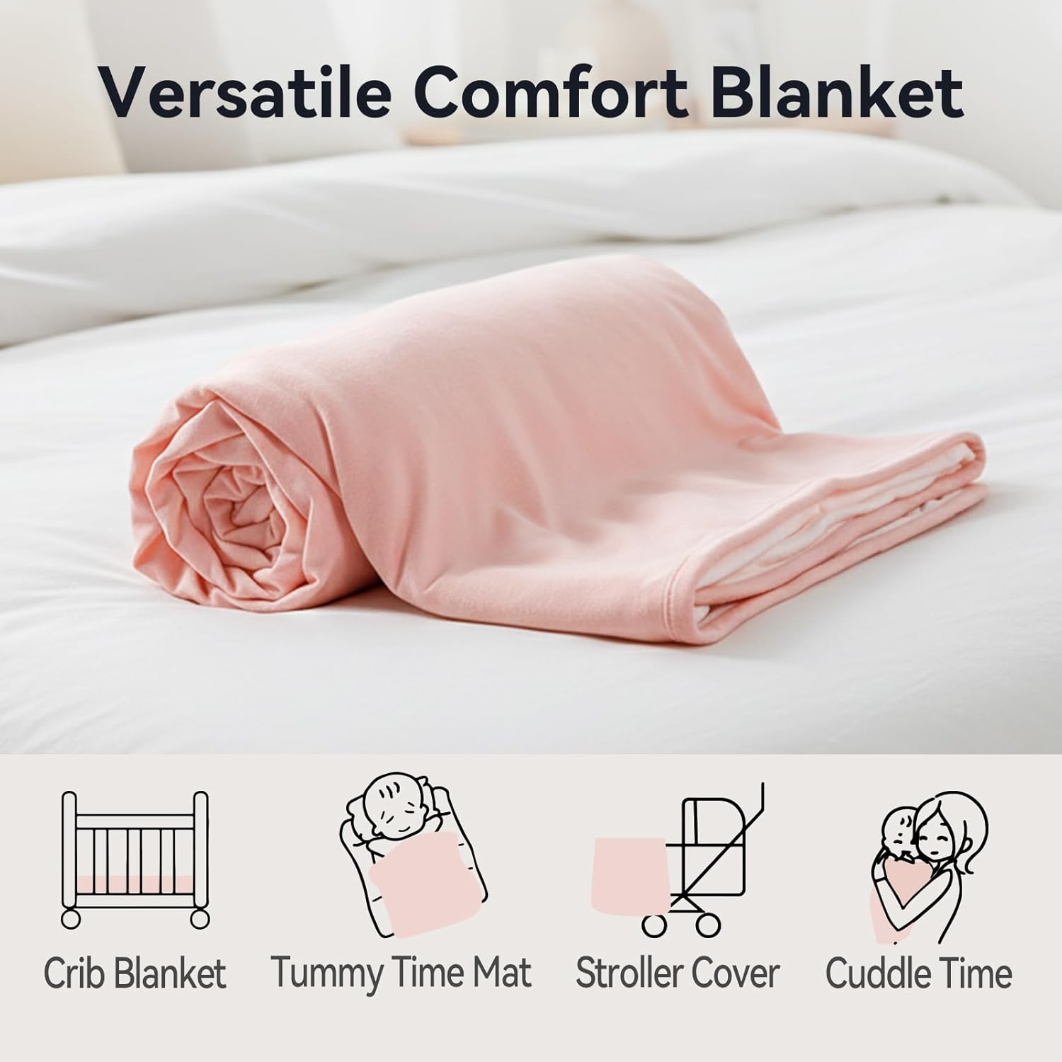 Supersoft Baby Blankets for Girls Boys, Rayon Made from Bamboo Baby Quilt - Breathable & Hypoallergenic Blanket for Bedding Crib Stroller 30"x40" (Pink)