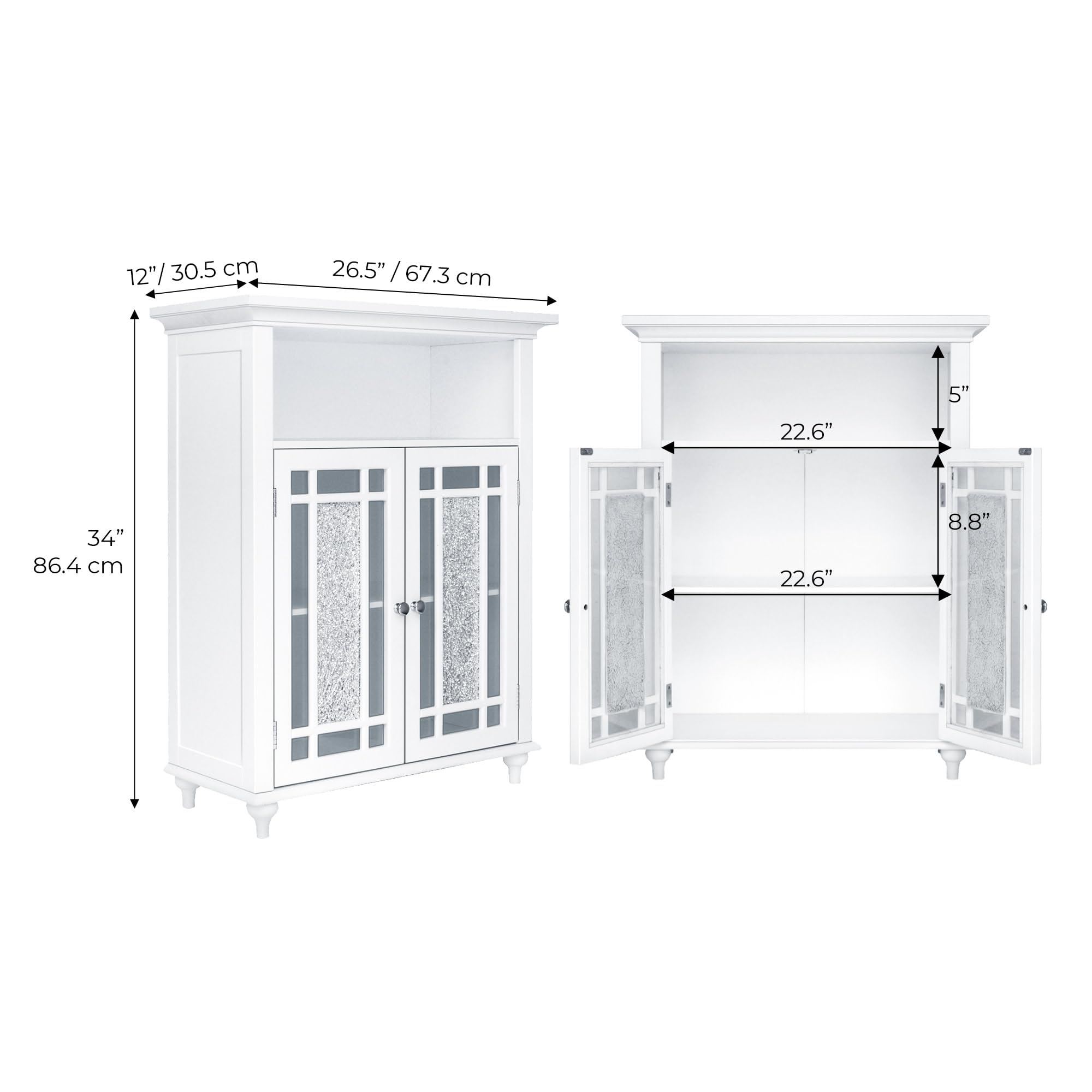 Teamson Home Placard de Rangement Meuble Bas de Salle de Bain Blanc Windsor ELG-529