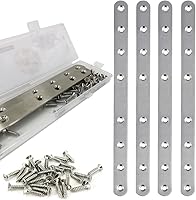 QSJ 4 Pack 9.5" Stainless Steel Flat Straight Brackets Mending Plates with Screws for Wood Furniture Repair & Woodworking