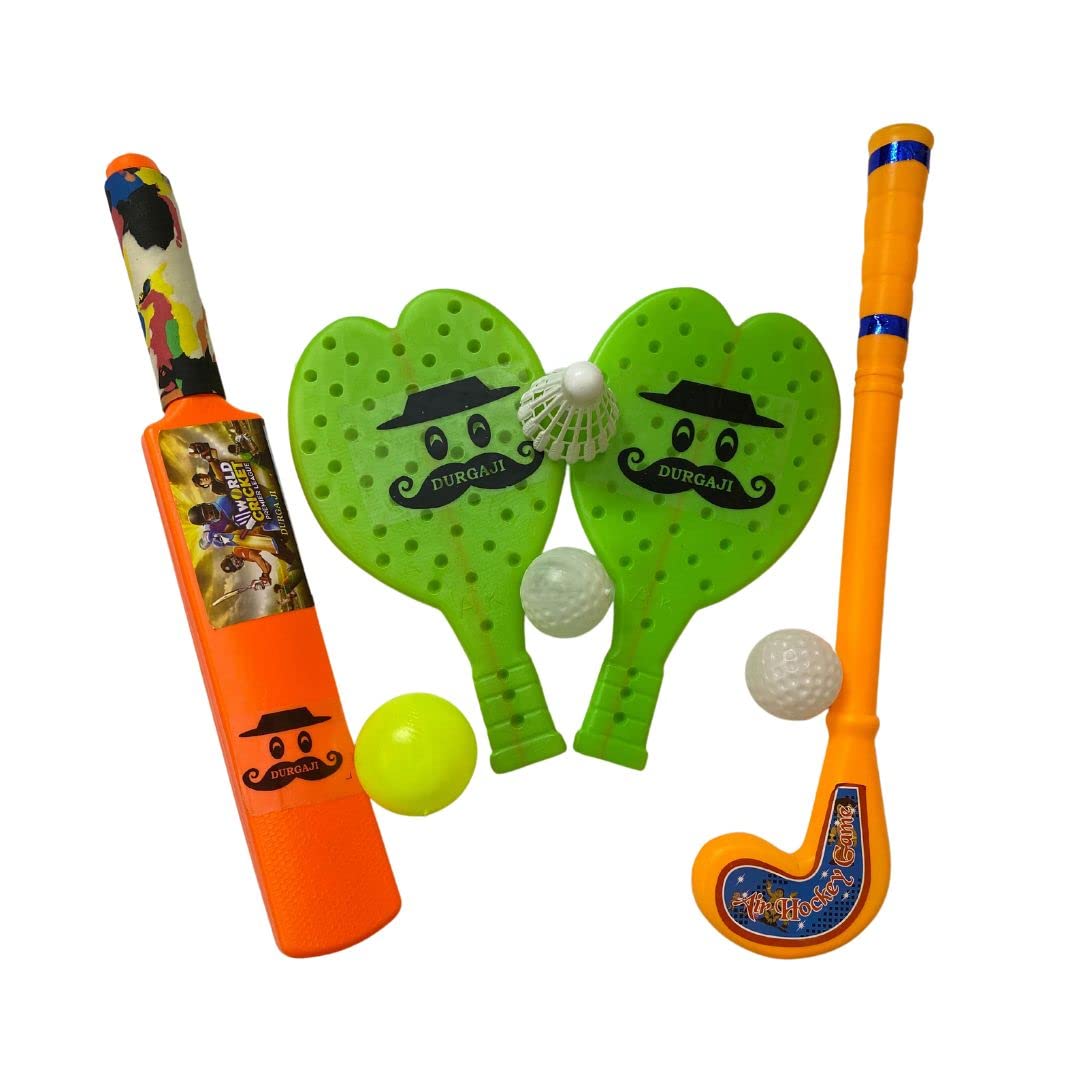PRAPTI MART Superb Combo Plastic BAT Ball Racket & Hockey for Kids Indoor Outdoor Toys Age 2 Year Plus (B0CBG1CDT3) Amazon Price History, Amazon Price Tracker