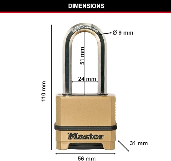 MASTER LOCK High Security Padlock, Security Level 9/10, Outdoor, Combination, Zinc, Weatherproof, XLong Shackle