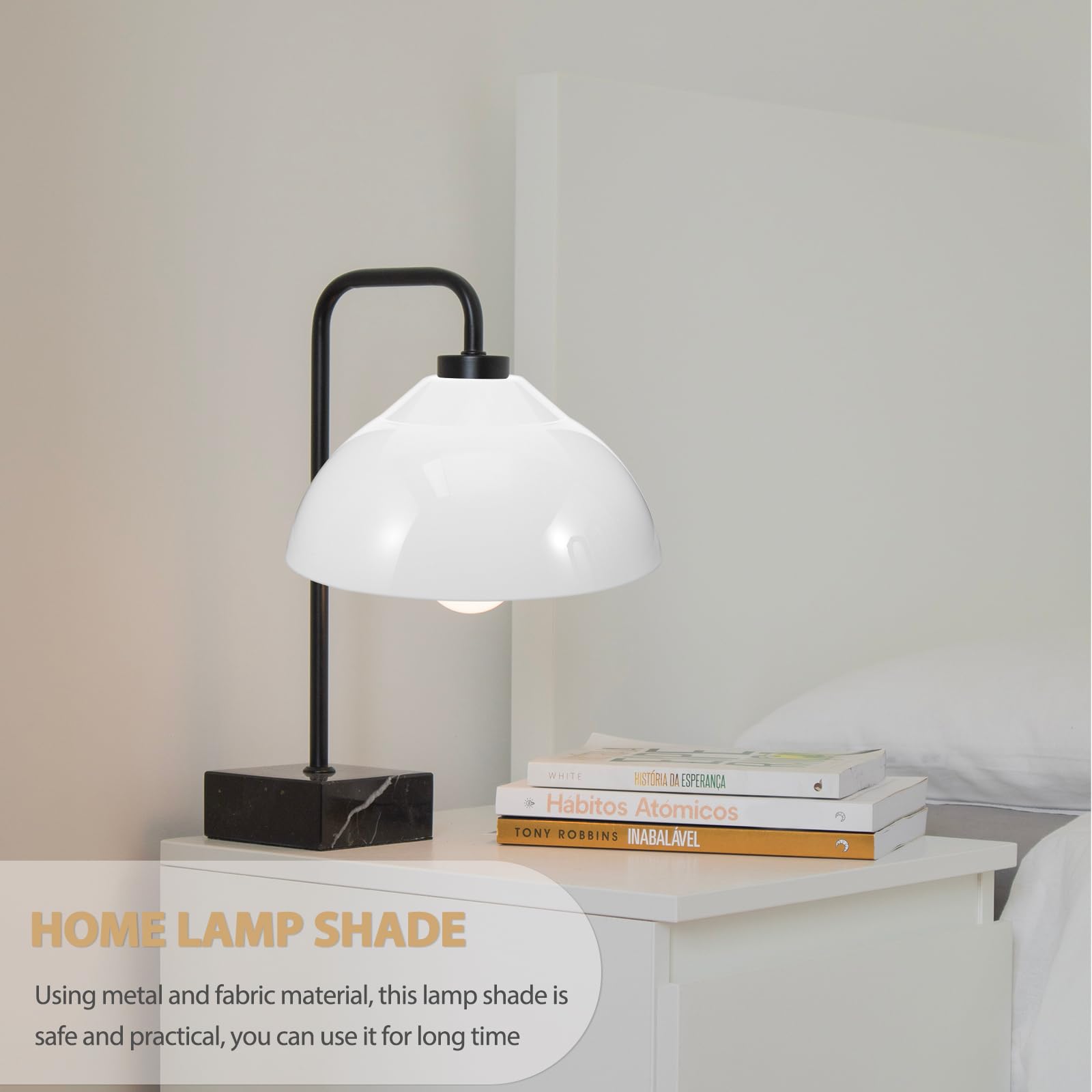 OATIPHO Bedside Lampshade Cover, Ceiling Lamp Shade Cone Shaped Pendant Light s Desk Round Hanging Acrylic E27 Wall (White) - Image 2