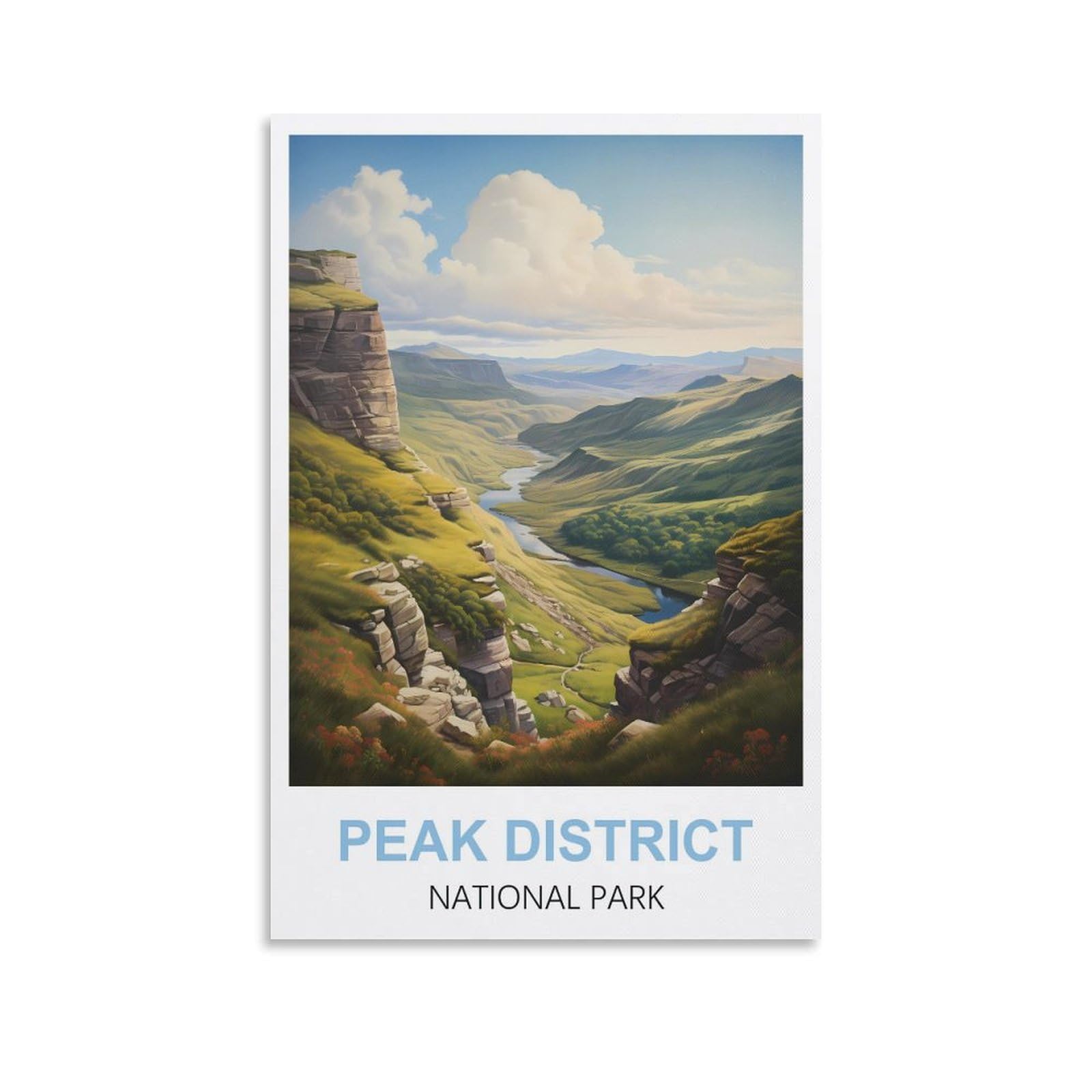 Wgmdoee Unframe-Style Peak District National Park Vintage Travel Posters 08X12inch(20X30cm) Canvas Poster Living Room Wall Art Home Decor