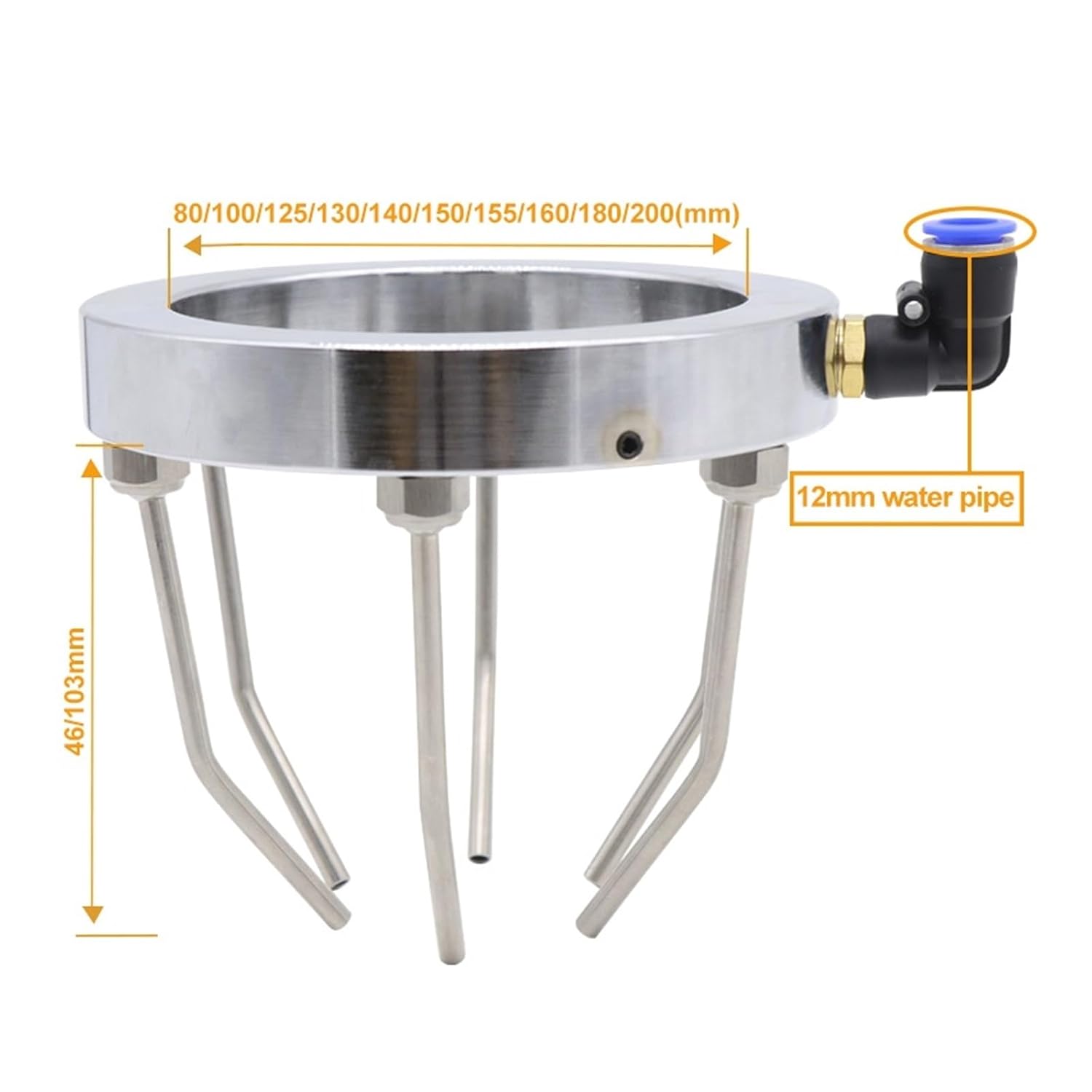 80-200mm Spindle Cooling Water Ring Stainless Steel Plastic/Metal Nozzle 360 Degrees Durable Spray Machine Tool for Industrial Machinery(125mm Metal Nozzle)