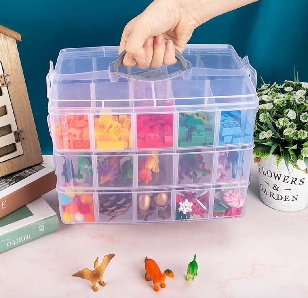 Brezzycloud Plastic 3 Layer jwell organizer box with 30 Adjustable Dividers Earring Storage Box, Clear Transparent Box with Collapsible & Removable Dividers Organizer Container (30 Grid, Multi Color) (B0B45M5B11) Amazon Price History, Amazon Price Tracker