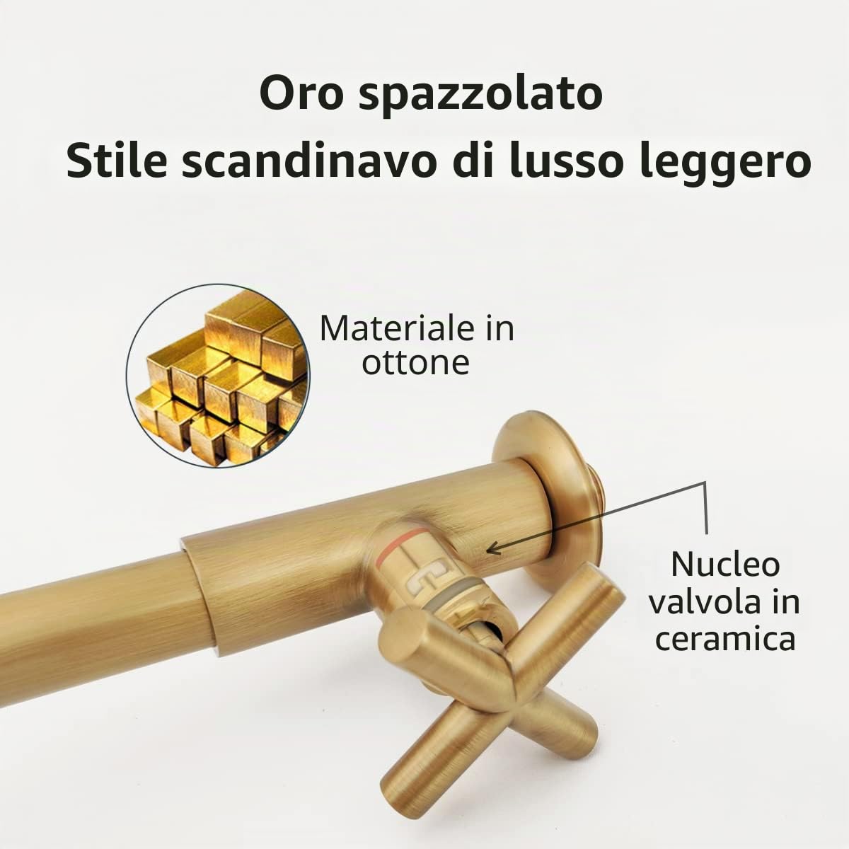 Rubinetto a Parete Acqua Fredda in Ottone Anticato, 23CM | Retrò rubinetto monocomando lavello a muro lungo, girevole a 360°, cartuccia ceramica, per giardino, esterno, bagno, cucina