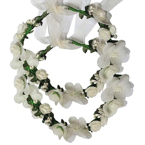 Miniatura 10 de Diadema de corona de flores, corona, guirnalda, bandas para el cabello, diseño floral, boda, novia, lazo, decoración de fiesta, tocado, tocado