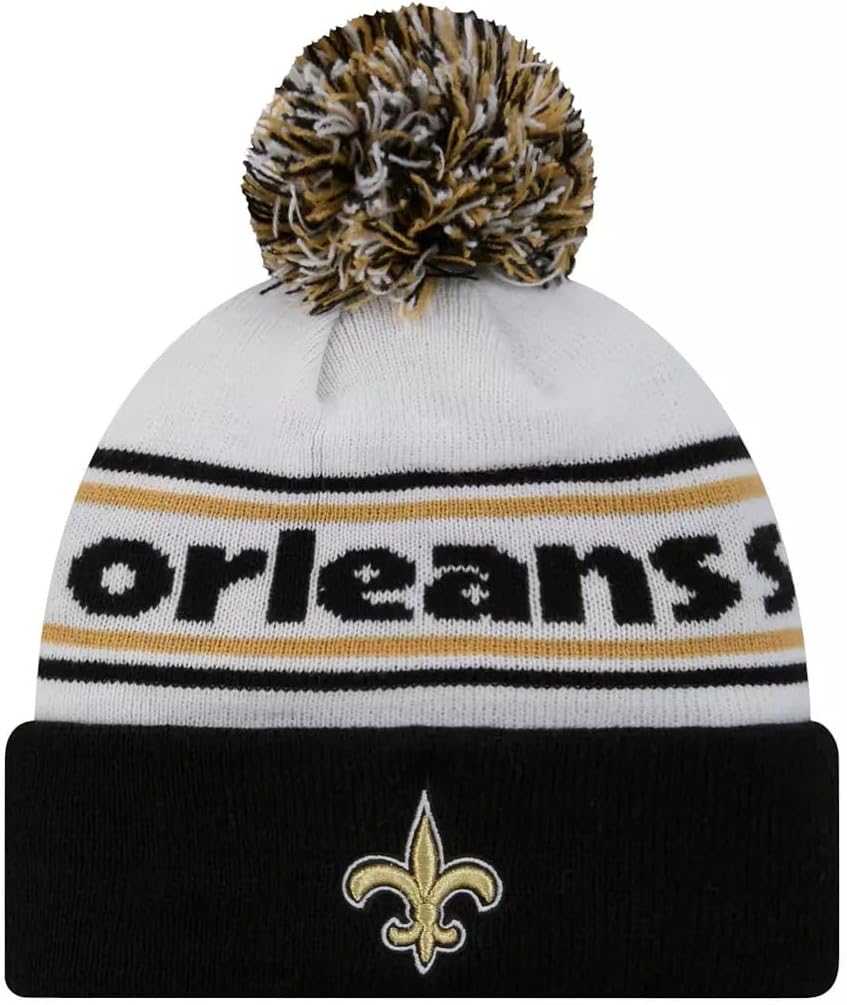 New Era Banded Team Color Cuff Beanie Hat with Pom - NFL Cuffed Winter Knit Cap