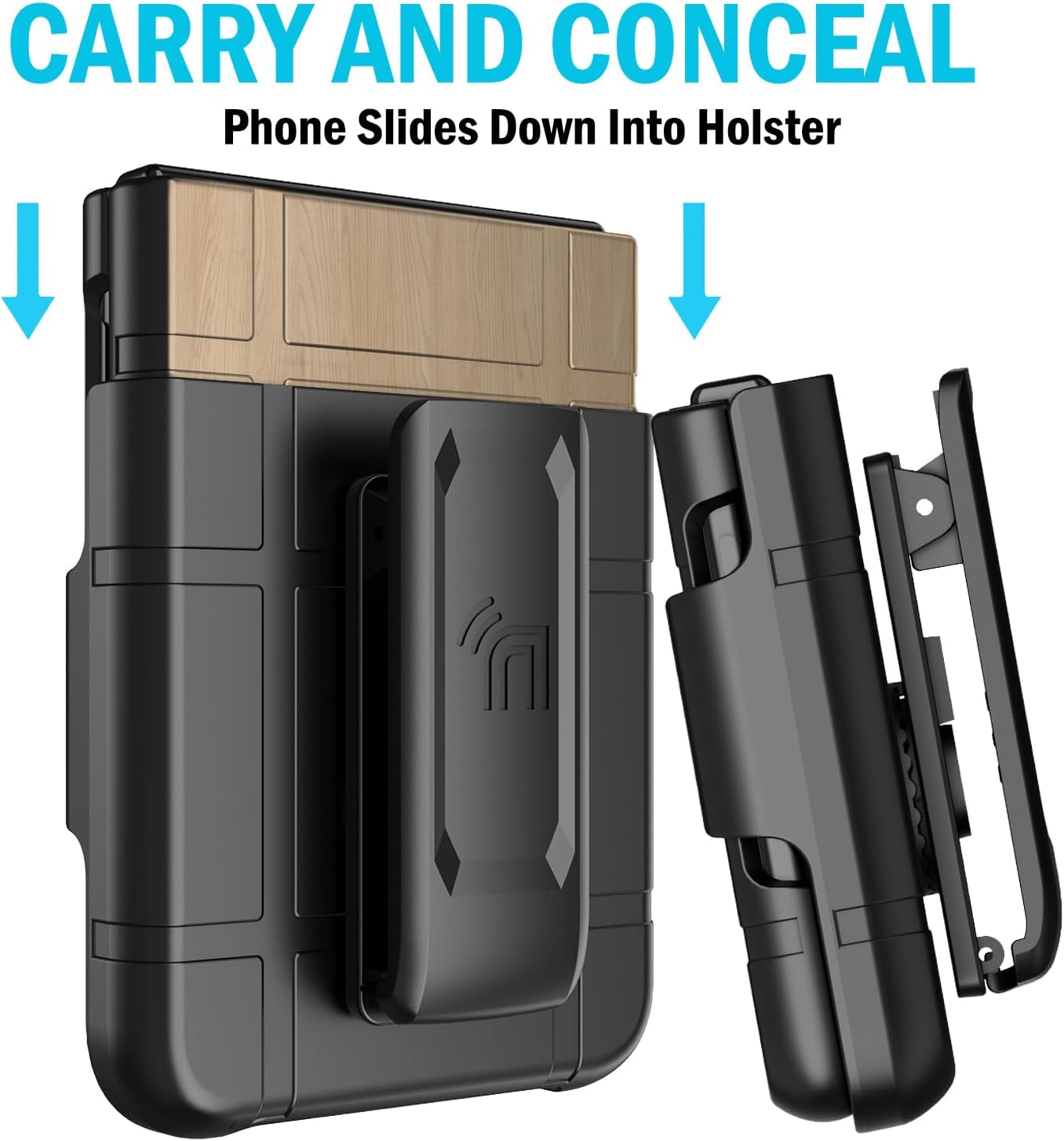 Case with Clip for Motorola RAZR Ultra 2025, Nakedcellphone Textured Slim Hard Shell Cover and [Rotating/Ratchet] Belt Hip Holster Holder Combo for Moto XT2551 - Woodgrain Design - Image 5