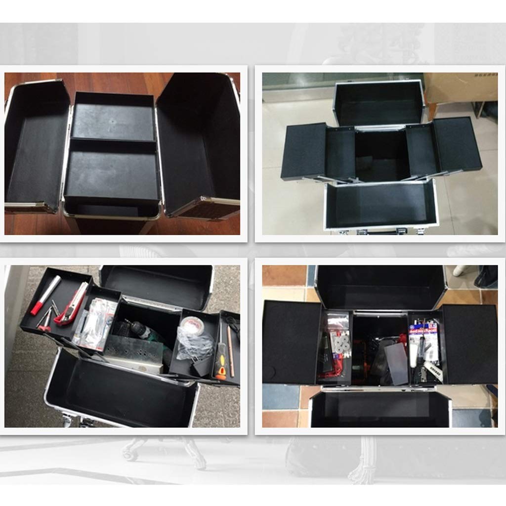 Cassetta degli Attrezzi Valigetta per Attrezzi in Lega di Alluminio Multifunzione Rolling Cosmetic Case Train Case Makup Trollry Beauty Vassoi Multistrato Grande Viaggio Cosmetic B