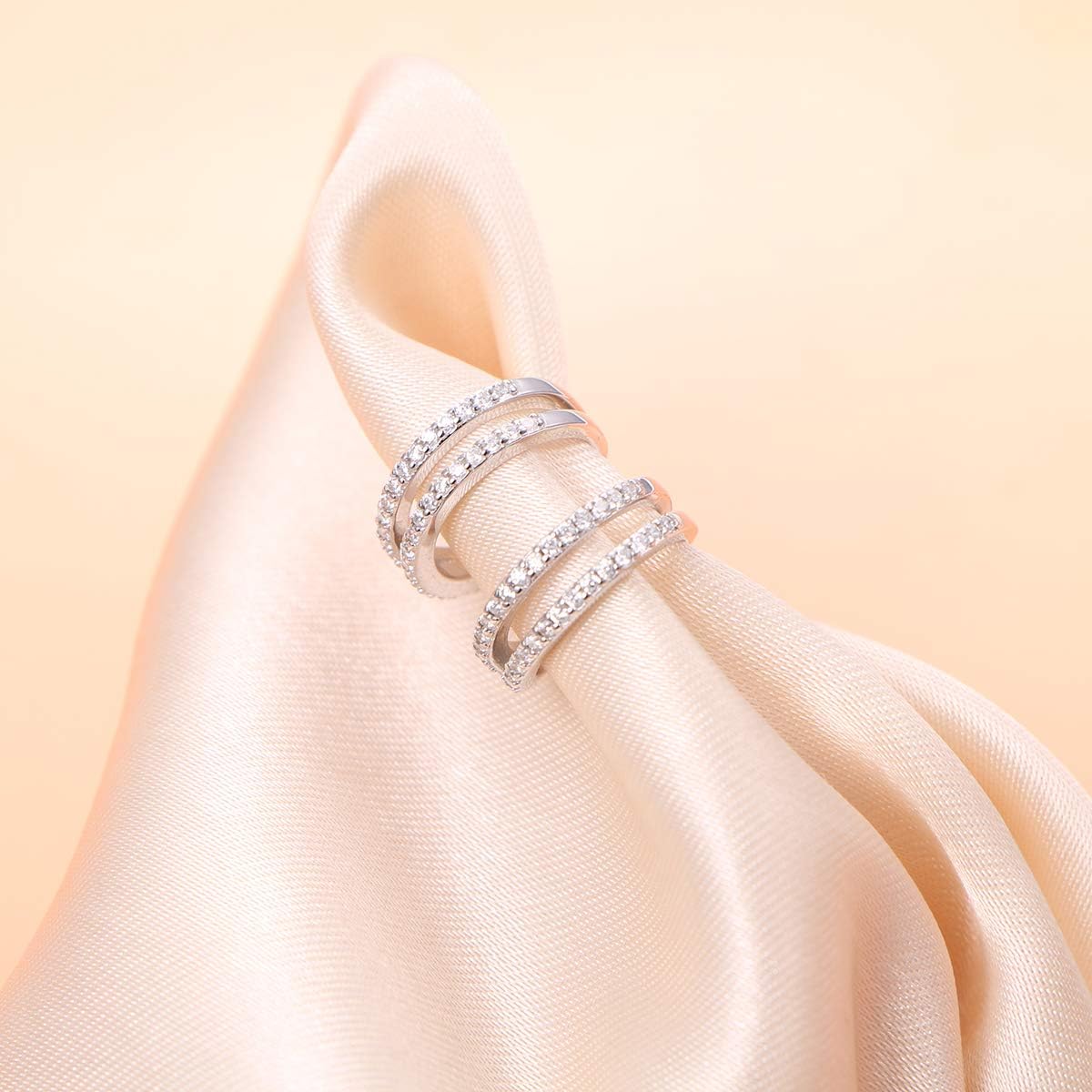 Birthday Gifts 925 Sterling Silver Ear Cuff Non Pierced Cuffs Hoop Huggie Earrings for Women Girls- Set of 2