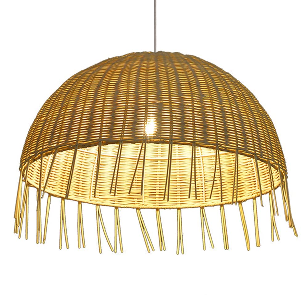 Lampada a Sospensione semicircolare in bambù, Creativa, Fatta a Mano, Intrecciata, a Nido d'uccello, Lampada a Sospensione in Vimini Creativo, Stile Rustico, per Soggiorno, Cucina, corridoio