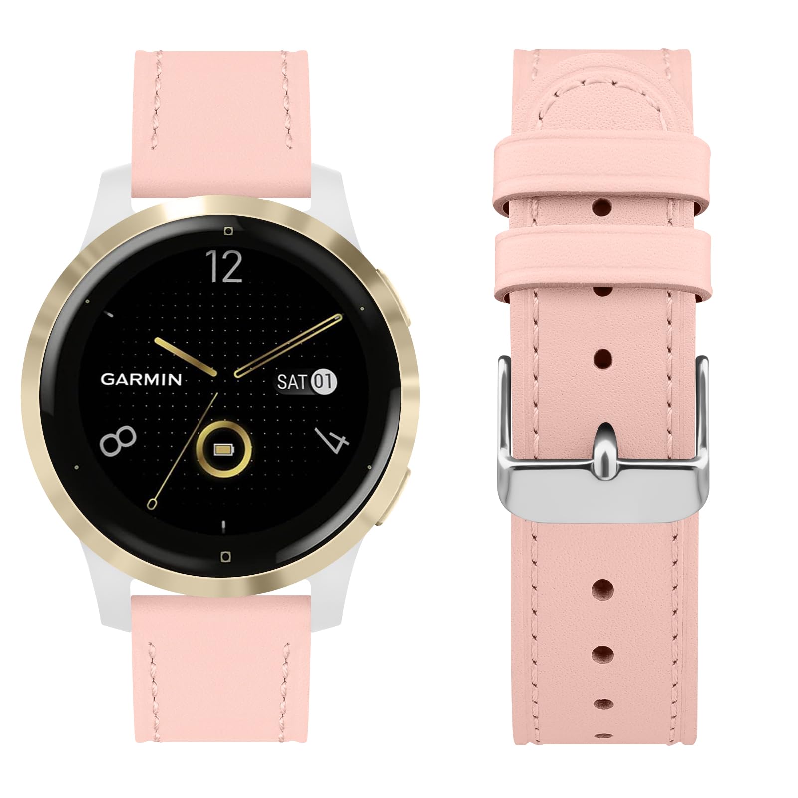 AK Leder-Armband Für Garmin Smartwatches – Kompatibel Mit Venu 3S/Vivoactive 4S/Venu 2S/Forerunner 255s, 18 Mm, Schnellwechsel