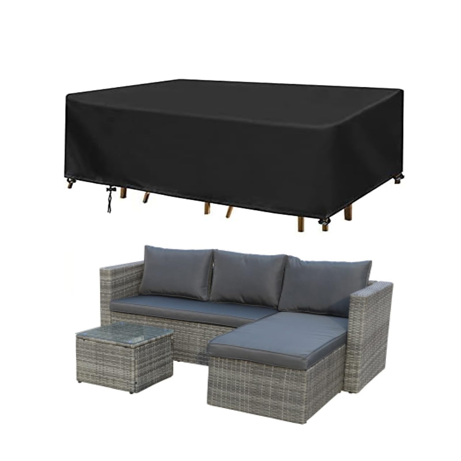 Landrip Funda Muebles Exterior Impermeable 200x160x70cm, 420D Oxford Funda de Mesa de Exterior Impermeables Funda de Muebles Exterior