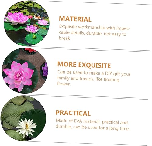 Miniatura 3 de DOITOOL Almohadillas de lirio artificial para estanque Koi 3 piezas de espuma flotante artificial hojas de loto de 11 pulgadas, almohadillas