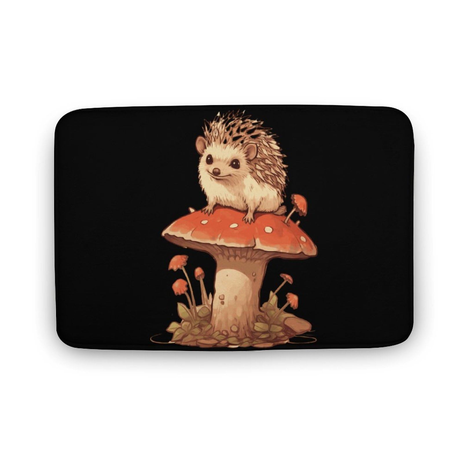 Mushroom Hedgehog Coral Velvet Rugs Non-Slip Bathroom Rugs Soft Kitchen Rug Floor Carpet for Home Decor 19.7
