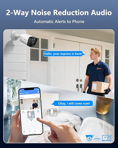 Miniatura 2 de OOSSXX 4K/8.0 Megapíxeles y 130° Ultra Gran Angular Audio Bidireccional PoE Sistema de Cámara de Seguridad para Hogar Exterior Cableado Sistema de