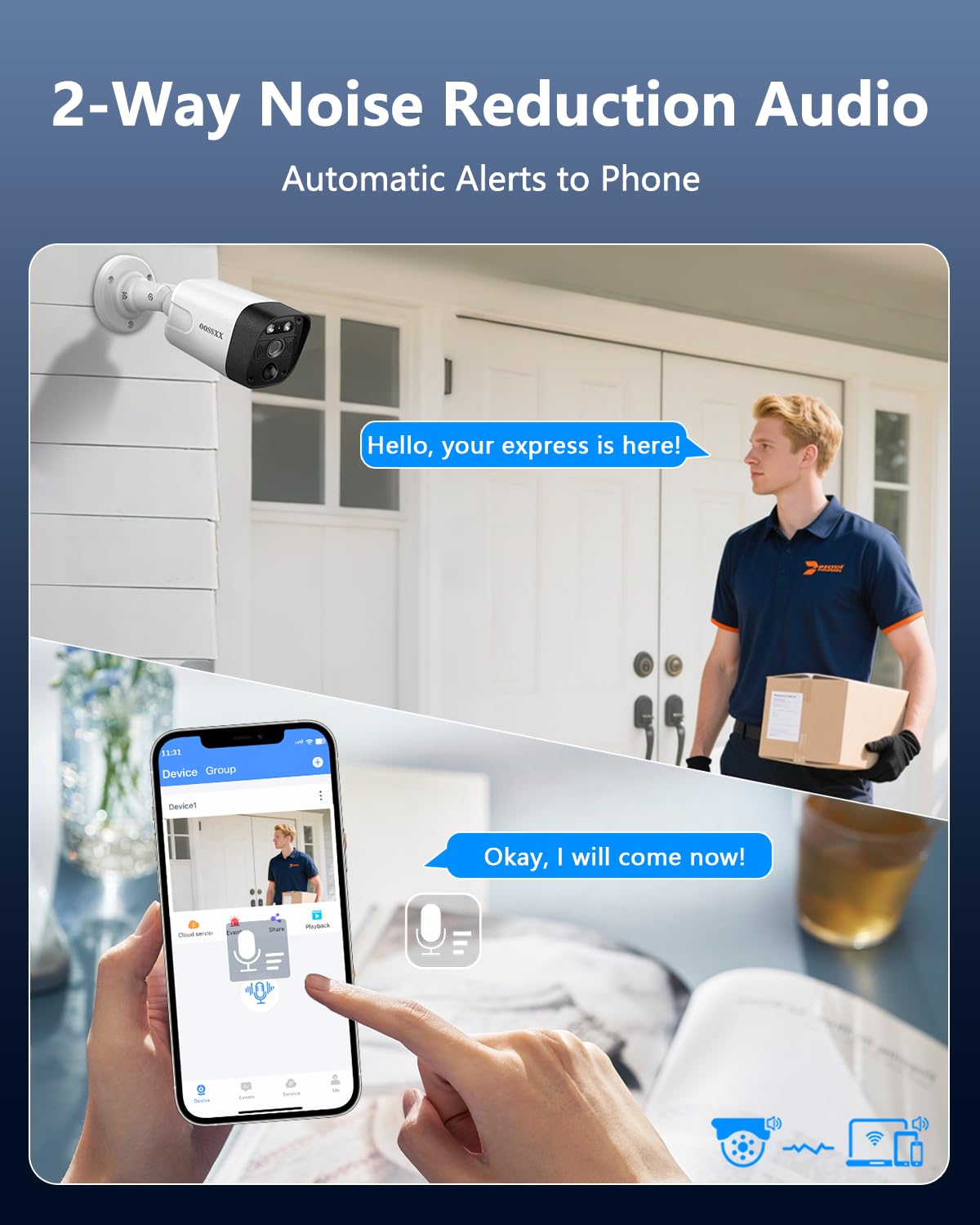 OOSSXX 4K PIR Extend Camera Outdoor Indoor Surveillance - Dettaglio