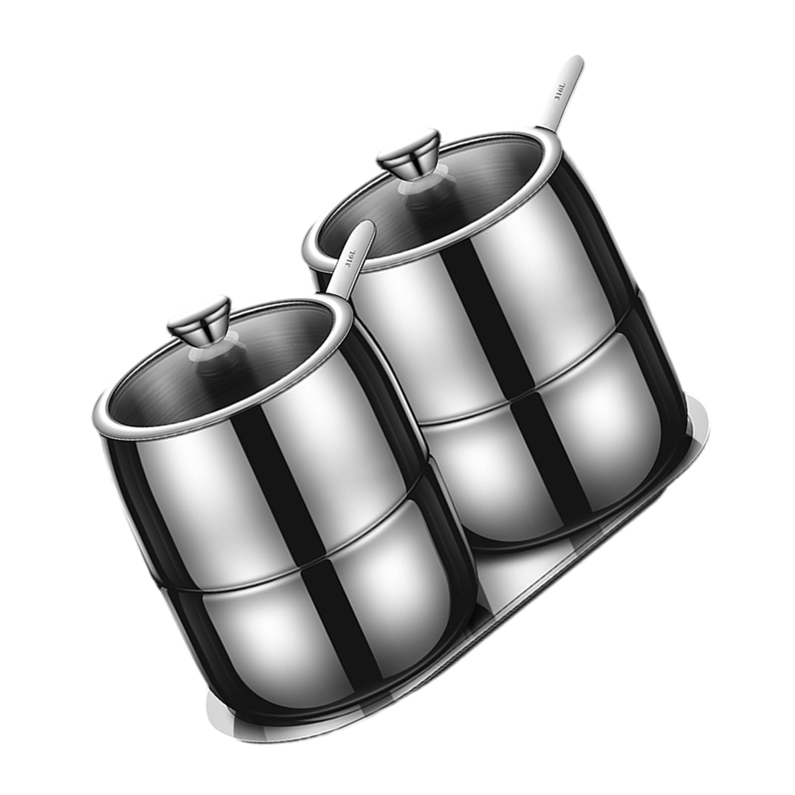 Pack de 2 tarros de doble dispensador de especias, coctelera doble, soporte para pimientos de acero inoxidable, coctelera de acero inoxidable
