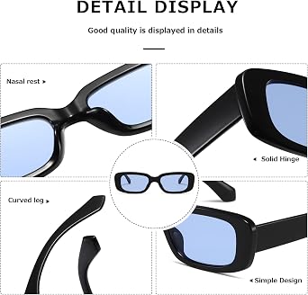 kimorn Rectangle Sunglasses for Women man, Retro Square UV400 Shades