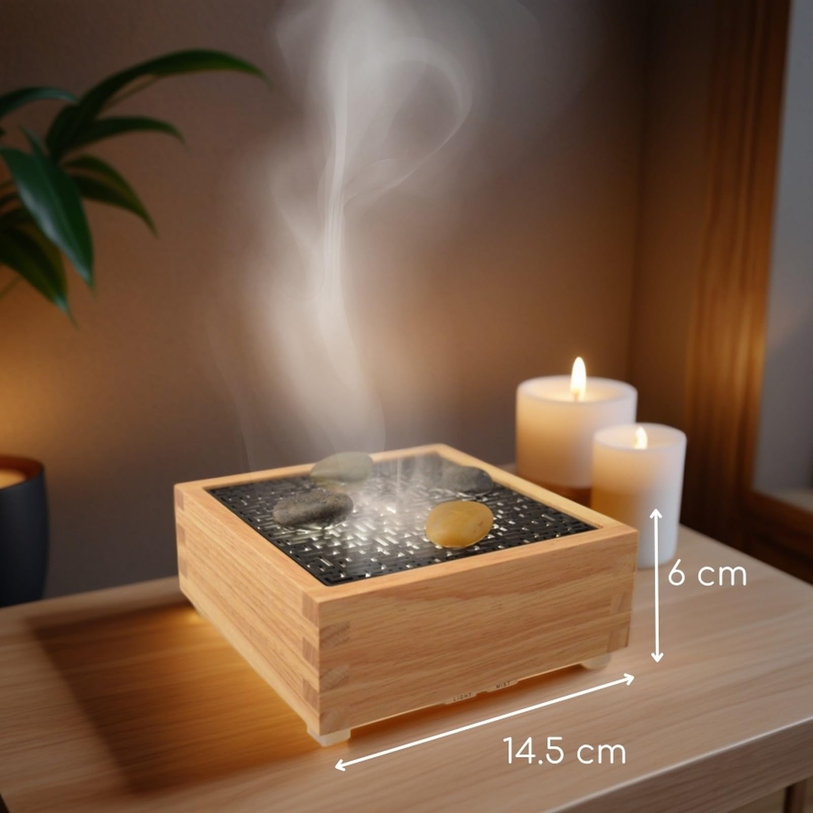 Zen'Arôme - Diffusor Kaori - Luftbefeuchter für ätherische Öle - Ultraschall-Aromatherapie-Vernebler - Elektrische Duftlampe in Naturholz-Design mit LED-Beleuchtung und automatischer Abschaltung