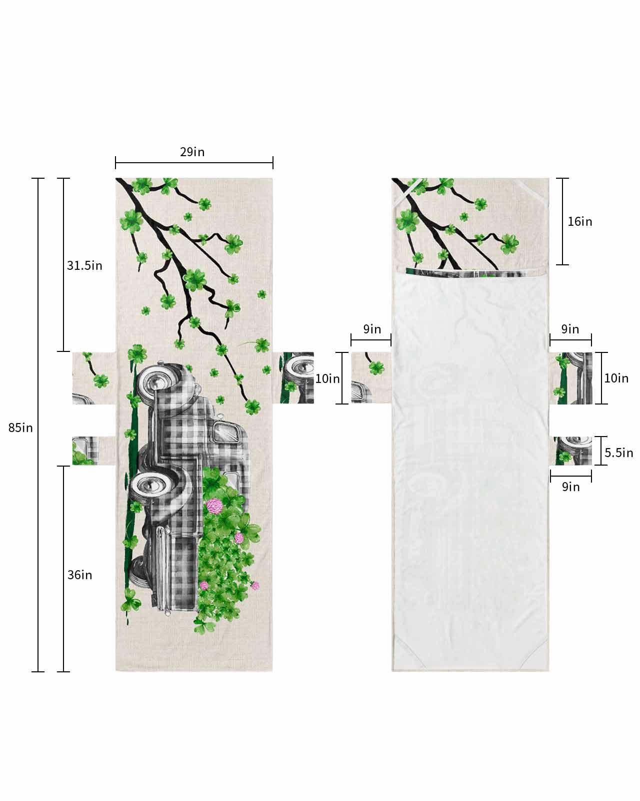 St. Patrick's Day Beach Lounge Chair Towel Cover, Soft Chaise Lounge Towel with Side Pockets Patio Pool Chairs Cover for Beach/Pool Sunbathing 29x85 Grey Plaid Green Lucky Clover Rustic