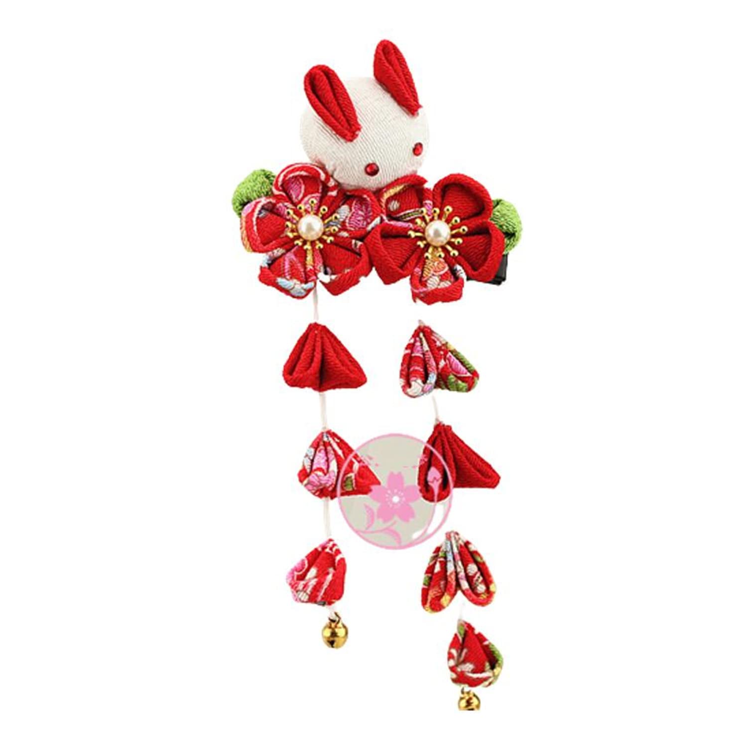 Amazon.com : Japanese Tsumami Hair Pin Rabbit Fan Decor Kanzashi